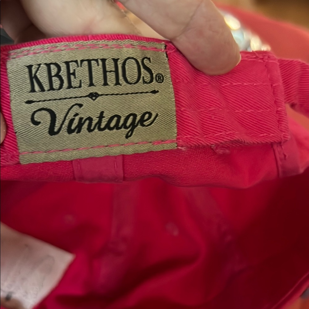 KBETHOS Pink Distressed Cap with White Lettering - Picture 3 of 5
